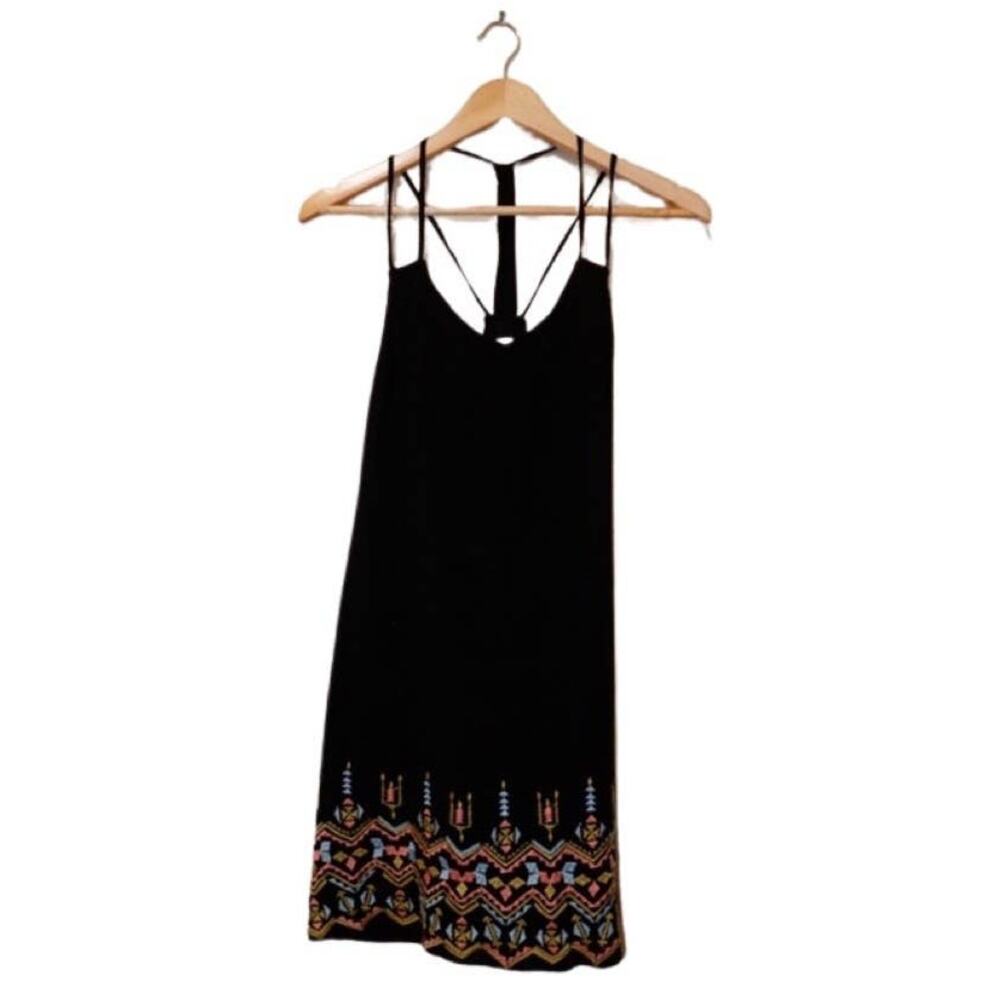 Entro embroidered black mini dress